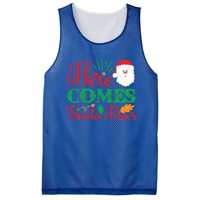 Here Comes Santa Claus Or Paws Christmas Things Gift Mesh Reversible Basketball Jersey Tank