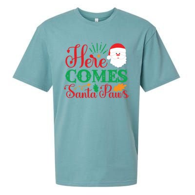 Here Comes Santa Claus Or Paws Christmas Things Gift Sueded Cloud Jersey T-Shirt