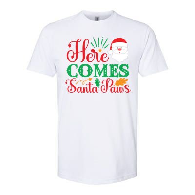 Here Comes Santa Claus Or Paws Christmas Things Gift Softstyle CVC T-Shirt