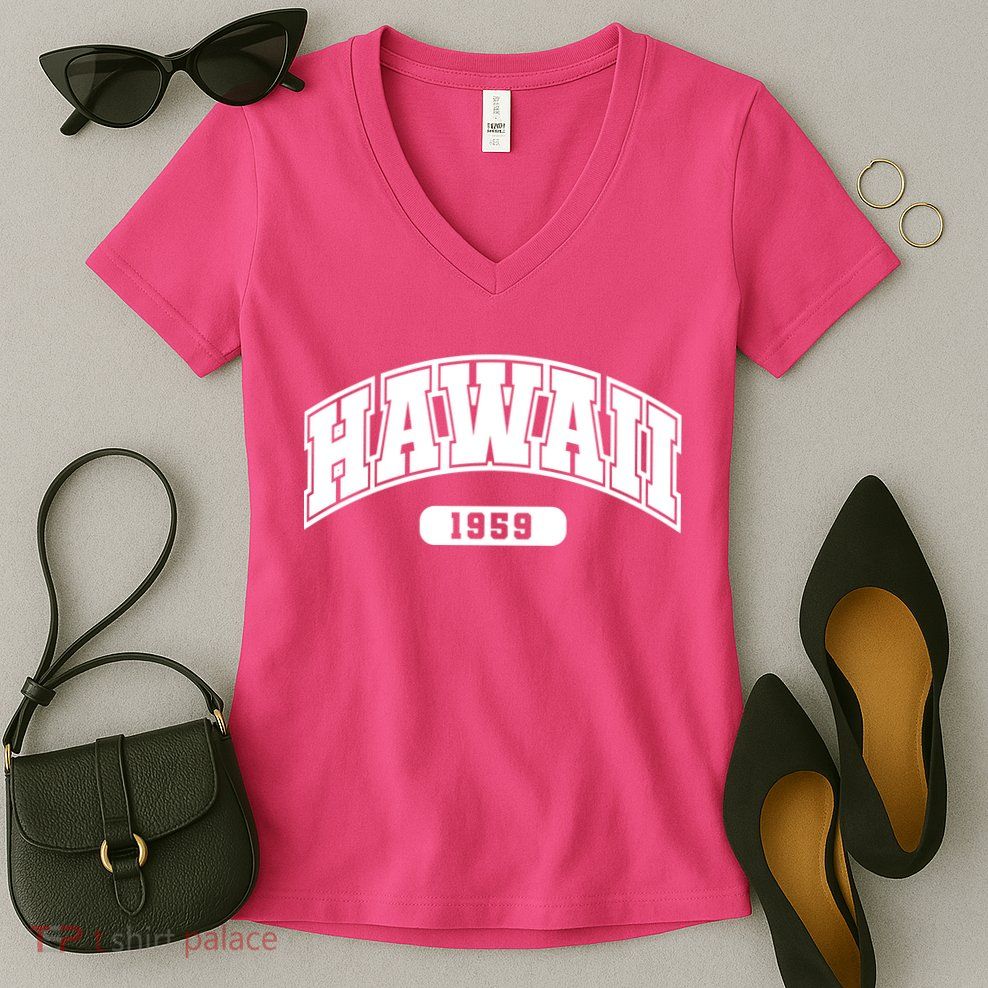 Hawaii Collegiate Style 1959 Women's V-Neck T-Shirt