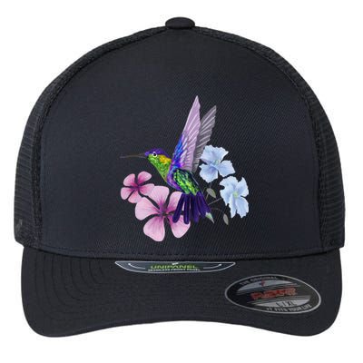 Hummingbird Colibri Snowcap Bird Flowers Tropical Summer Flexfit Unipanel Trucker Cap