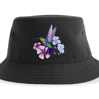 Hummingbird Colibri Snowcap Bird Flowers Tropical Summer Sustainable Bucket Hat