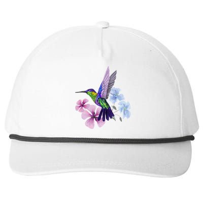 Hummingbird Colibri Snowcap Bird Flowers Tropical Summer Snapback Five-Panel Rope Hat