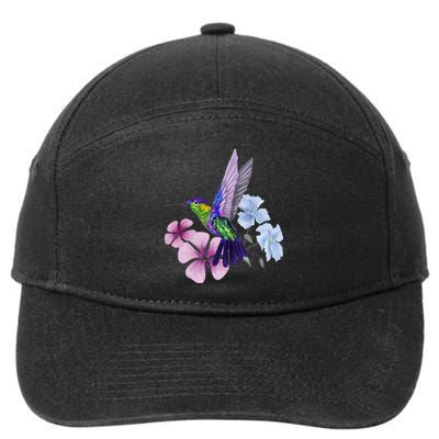 Hummingbird Colibri Snowcap Bird Flowers Tropical Summer 7-Panel Snapback Hat