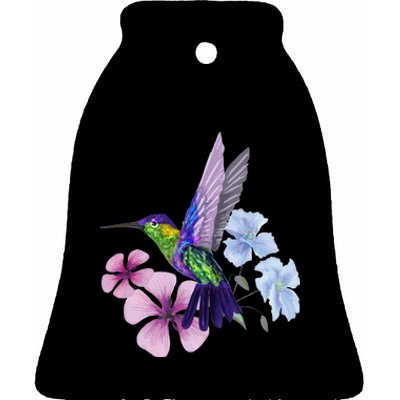 Hummingbird Colibri Snowcap Bird Flowers Tropical Summer Ceramic Bell Ornament