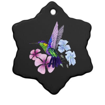 Hummingbird Colibri Snowcap Bird Flowers Tropical Summer Ceramic Star Ornament