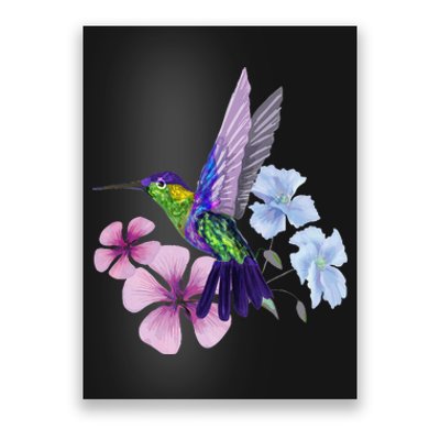 Hummingbird Colibri Snowcap Bird Flowers Tropical Summer Poster