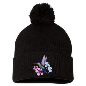 Hummingbird Colibri Snowcap Bird Flowers Tropical Summer Pom Pom 12in Knit Beanie