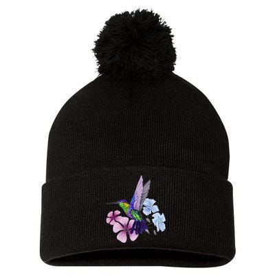 Hummingbird Colibri Snowcap Bird Flowers Tropical Summer Pom Pom 12in Knit Beanie