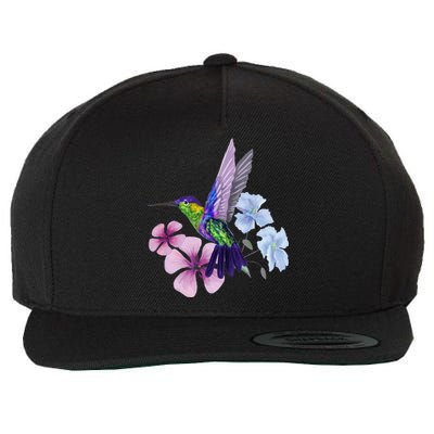 Hummingbird Colibri Snowcap Bird Flowers Tropical Summer Wool Snapback Cap