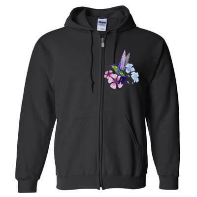 Hummingbird Colibri Snowcap Bird Flowers Tropical Summer Full Zip Hoodie