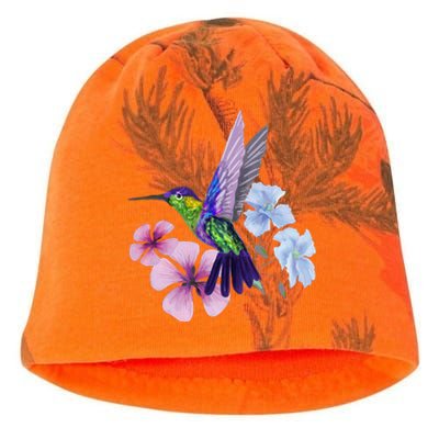 Hummingbird Colibri Snowcap Bird Flowers Tropical Summer Kati - Camo Knit Beanie