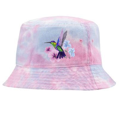 Hummingbird Colibri Snowcap Bird Flowers Tropical Summer Tie-Dyed Bucket Hat