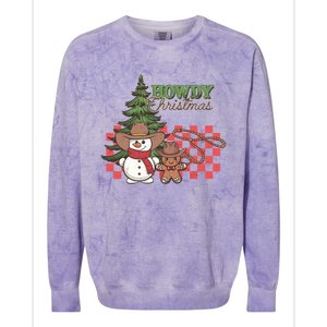 Howdy Christmas Snow Gingerbread Retro Christmas Cow Great Gift Colorblast Crewneck Sweatshirt