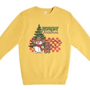 Howdy Christmas Snow Gingerbread Retro Christmas Cow Great Gift Premium Crewneck Sweatshirt