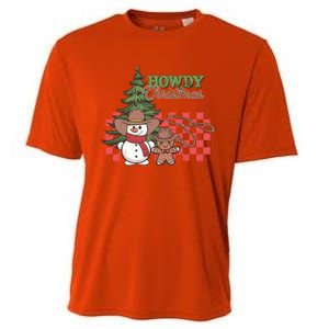 Howdy Christmas Snow Gingerbread Retro Christmas Cow Great Gift Cooling Performance Crew T-Shirt