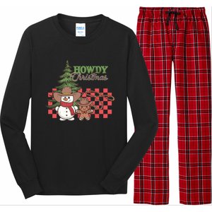 Howdy Christmas Snow Gingerbread Retro Christmas Cow Great Gift Long Sleeve Pajama Set