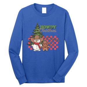 Howdy Christmas Snow Gingerbread Retro Christmas Cow Great Gift Long Sleeve Shirt