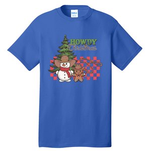 Howdy Christmas Snow Gingerbread Retro Christmas Cow Great Gift Tall T-Shirt