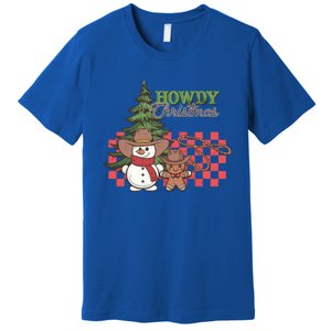 Howdy Christmas Snow Gingerbread Retro Christmas Cow Great Gift Premium T-Shirt