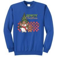 Howdy Christmas Snow Gingerbread Retro Christmas Cow Great Gift Tall Sweatshirt