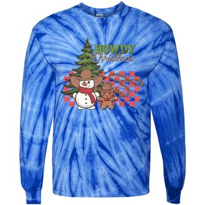 Howdy Christmas Snow Gingerbread Retro Christmas Cow Great Gift Tie-Dye Long Sleeve Shirt