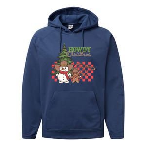 Howdy Christmas Snow Gingerbread Retro Christmas Cow Great Gift Performance Fleece Hoodie