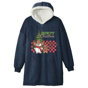 Howdy Christmas Snow Gingerbread Retro Christmas Cow Great Gift Hooded Wearable Blanket