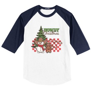 Howdy Christmas Snow Gingerbread Retro Christmas Cow Great Gift Baseball Sleeve Shirt