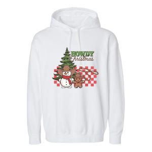 Howdy Christmas Snow Gingerbread Retro Christmas Cow Great Gift Garment-Dyed Fleece Hoodie