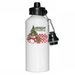 Howdy Christmas Snow Gingerbread Retro Christmas Cow Great Gift Aluminum Water Bottle