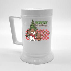 Howdy Christmas Snow Gingerbread Retro Christmas Cow Great Gift Beer Stein