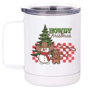 Howdy Christmas Snow Gingerbread Retro Christmas Cow Great Gift 12 oz Stainless Steel Tumbler Cup