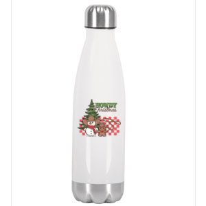 Howdy Christmas Snow Gingerbread Retro Christmas Cow Great Gift Stainless Steel Insulated Water Bottle