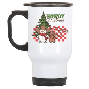 Howdy Christmas Snow Gingerbread Retro Christmas Cow Great Gift Stainless Steel Travel Mug