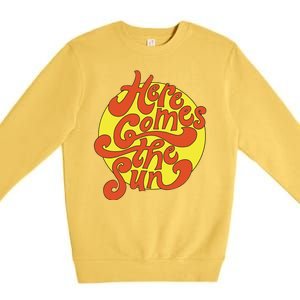 Here Comes The Sun Summer Beach Retro Premium Crewneck Sweatshirt