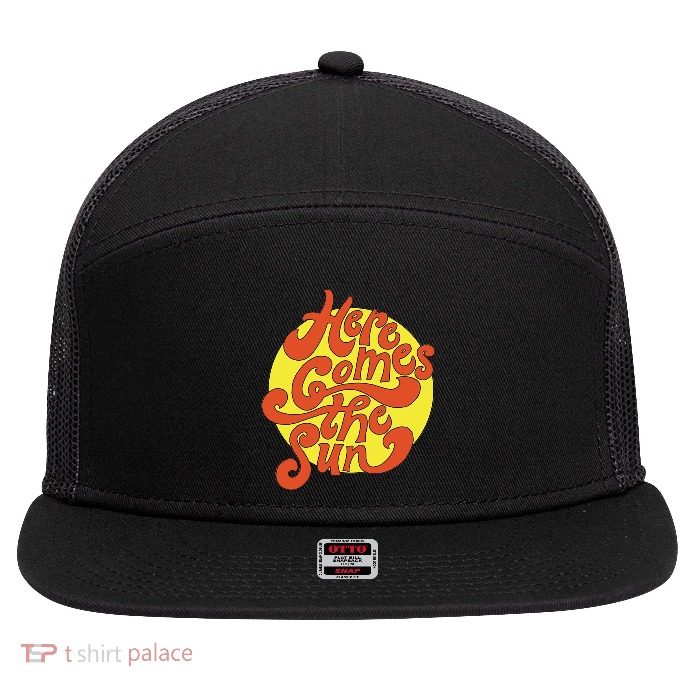 Here Comes The Sun Summer Beach Retro 7 Panel Mesh Trucker Snapback Hat