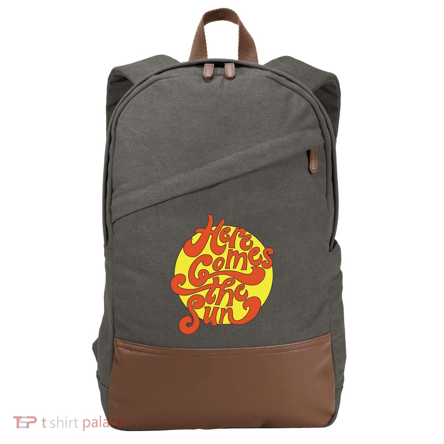 Here Comes The Sun Summer Beach Retro Cotton Canvas Backpack