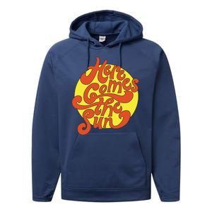 Here Comes The Sun Summer Beach Retro Performance Fleece Hoodie