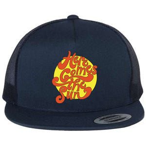 Here Comes The Sun Summer Beach Retro Flat Bill Trucker Hat