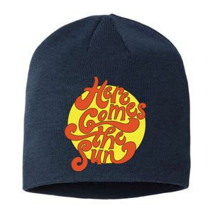 Here Comes The Sun Summer Beach Retro Sustainable Beanie