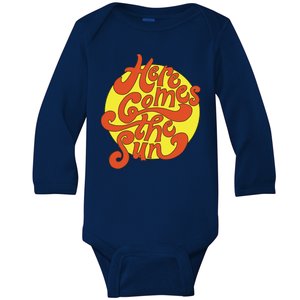 Here Comes The Sun Summer Beach Retro Baby Long Sleeve Bodysuit