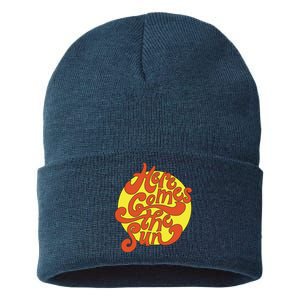 Here Comes The Sun Summer Beach Retro Sustainable Knit Beanie