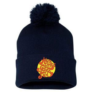 Here Comes The Sun Summer Beach Retro Pom Pom 12in Knit Beanie