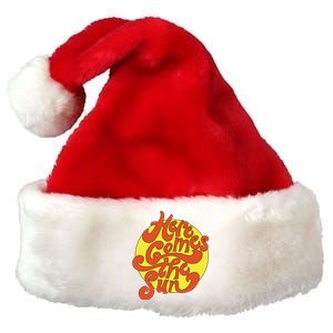 Here Comes The Sun Summer Beach Retro Premium Christmas Santa Hat