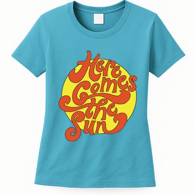 Here Comes The Sun Summer Beach Retro Womens T-Shirt