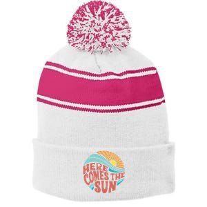 Here Comes The Sun  Baby Summer Beach Stripe Pom Pom Beanie