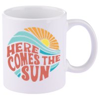 Here Comes The Sun  Baby Summer Beach 11oz C Handle Ceramic Mug
