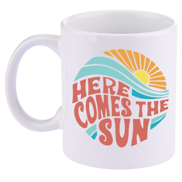 Here Comes The Sun  Baby Summer Beach 11oz C Handle Ceramic Mug