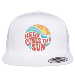 Here Comes The Sun  Baby Summer Beach Flat Bill Trucker Hat